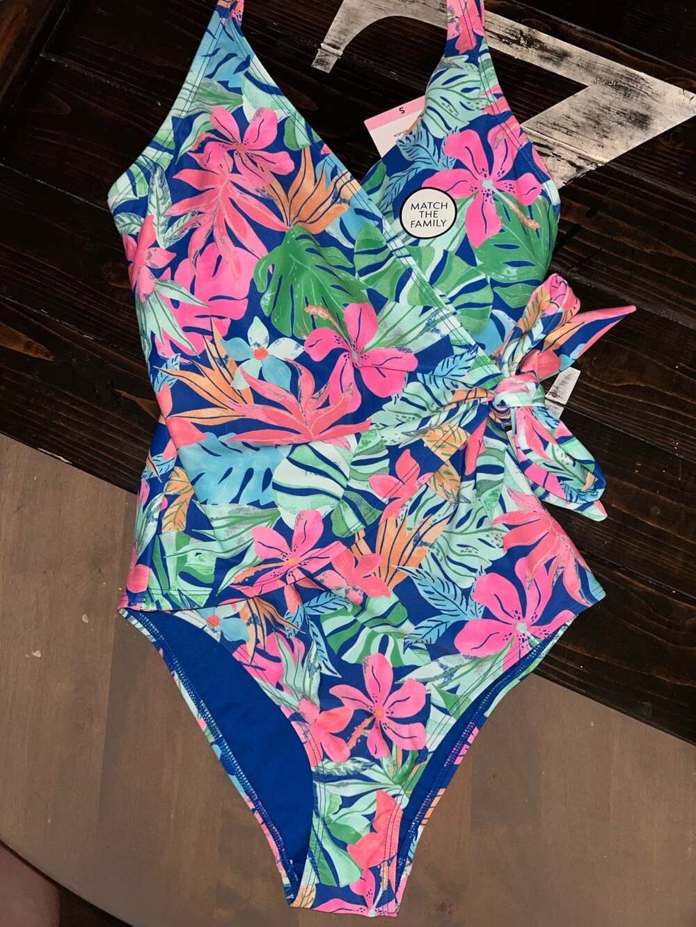 Member's Mark Women's Wrap-Style One-Piece Swimsuit Tropical Floral Match The Fa